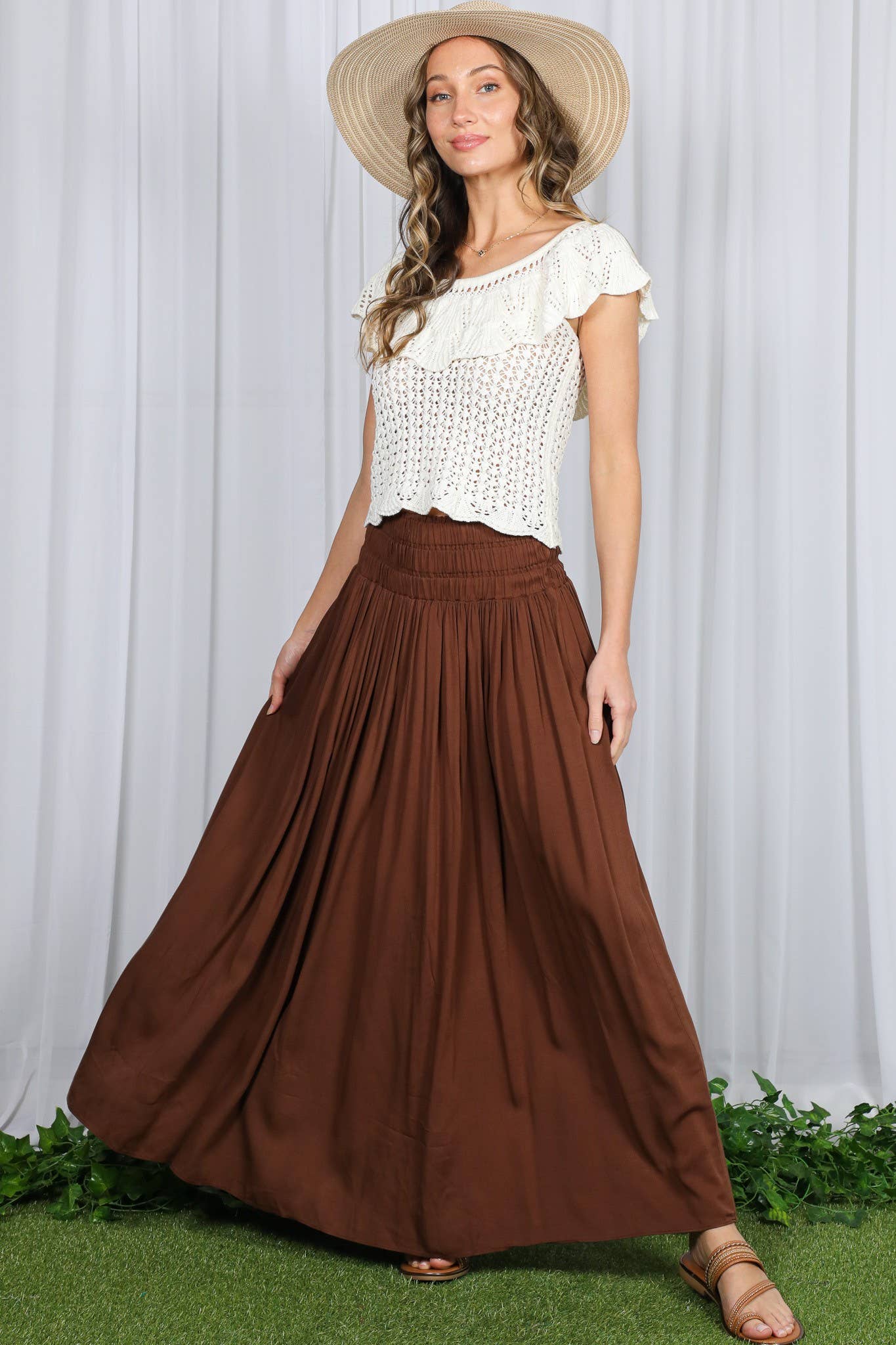 Vine & Love - Wholesale Skirt - Women's - Casual Maxi Flowy Bohemian Renaissance Long Skirt VS8294013