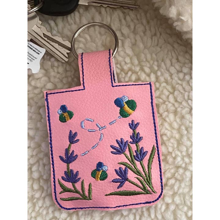 Woman Owned Small Batch Not on Amazon Handmade - Wholesale Keychain – Women's - Buzzing Bees Hand Sanitizer Key Chain, Hand Sanitizer Keeper, Hand Sanitizer Clip, Hand Sanitizer Keychain, Buzzing Bees Sanitizer Holder