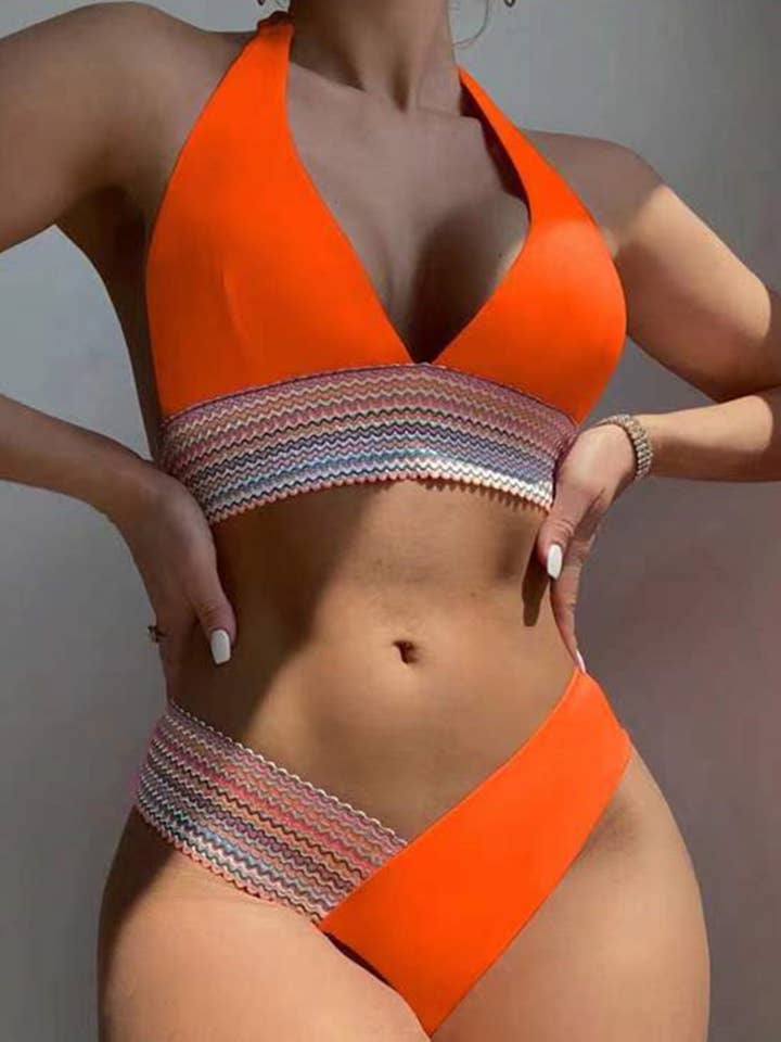 Wholesalesir - Wholesale Two Piece Swimsuit - Women's - Solid Color Sexy Neck Hanging Women's Split Swimsuit