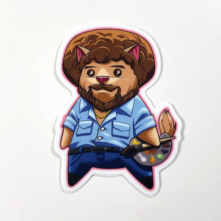 Bob Ross - PopCat Vinyl Sticker for wholesale by The Ninjabot