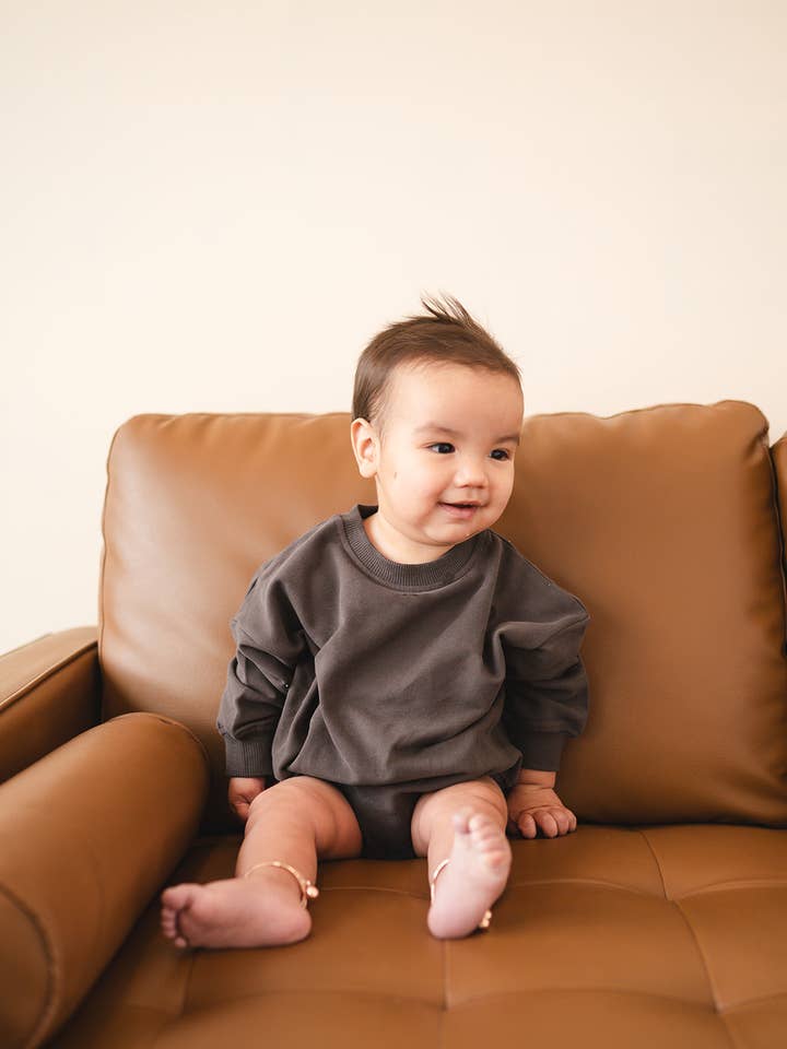 Addie Joy company - Wholesale Romper - Kids - Oversized Cozy Romper - Faded Black6