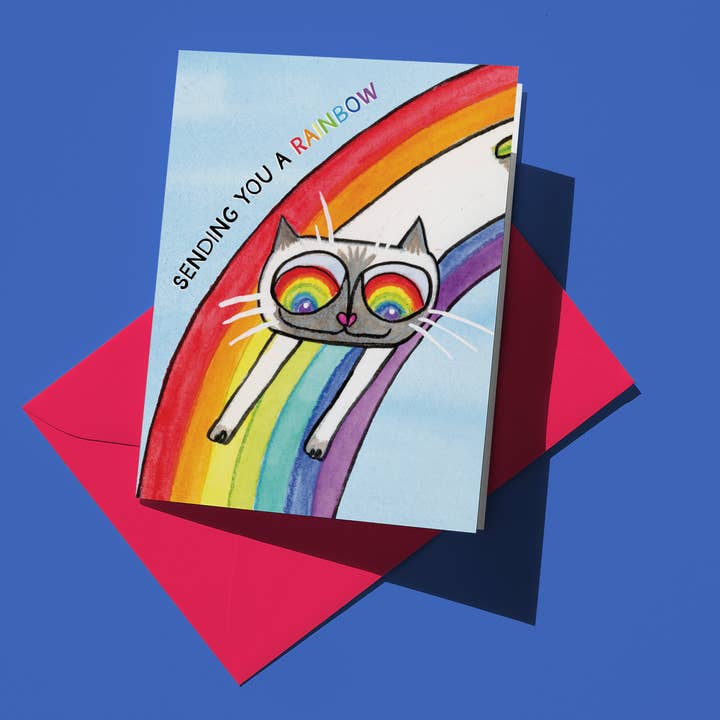 'Sending You A Rainbow' Card for wholesale by Over the Mewn