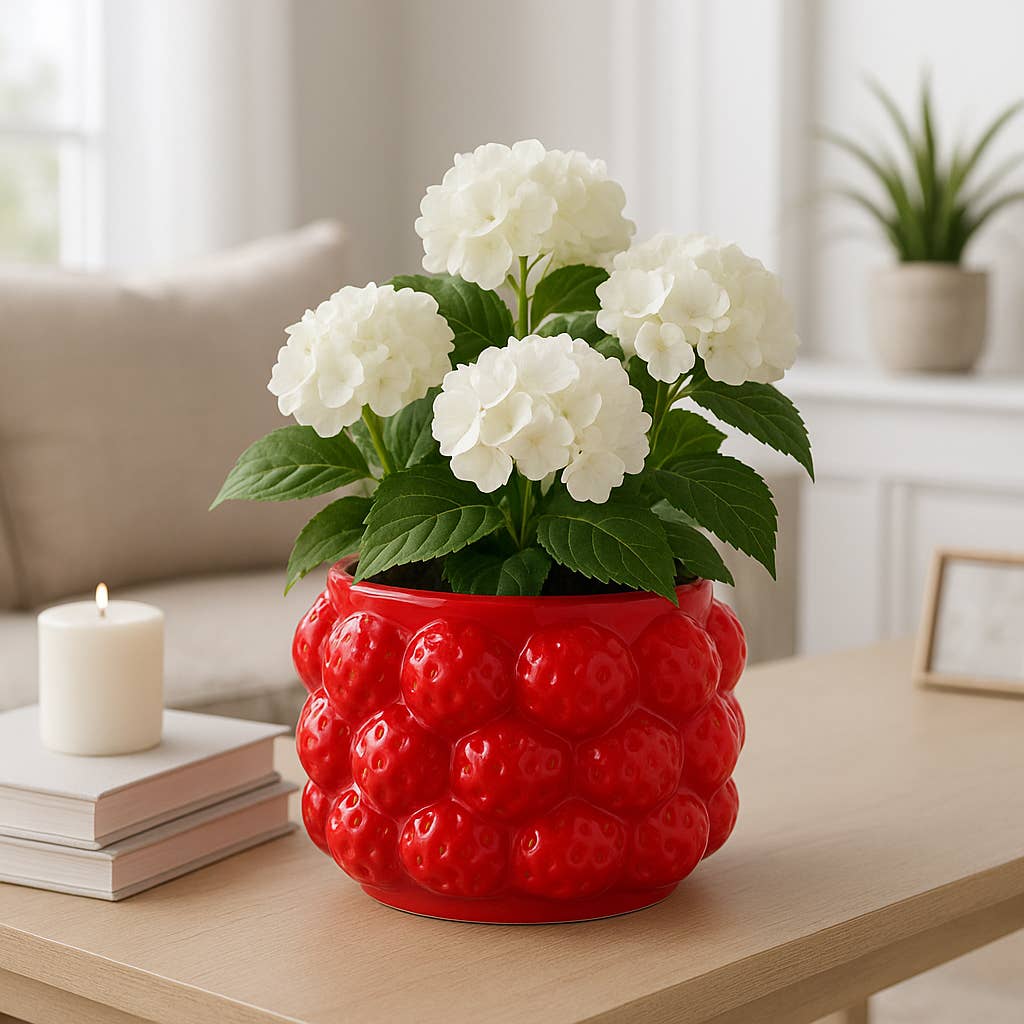 Sagebrook Home - Wholesale Plant Pot - Ceramic Strawberries Flower Planter Pot - Red, 7 in.