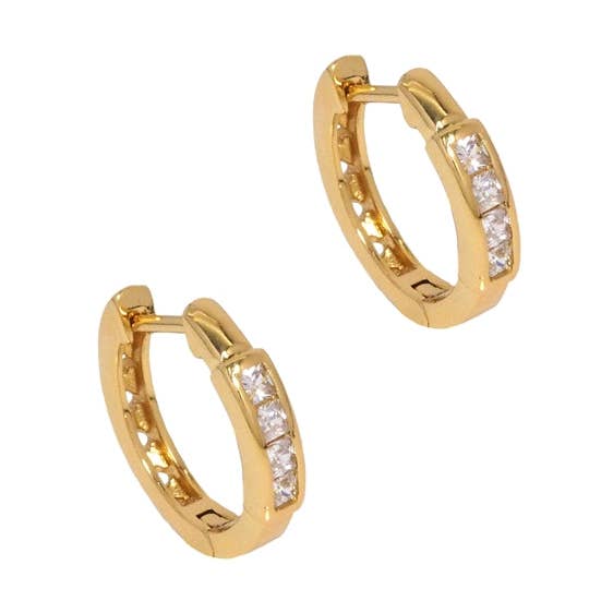 Gold CZ Round Hoop Earrings, Sku#Y776 for wholesale by BestBeads&Beyond