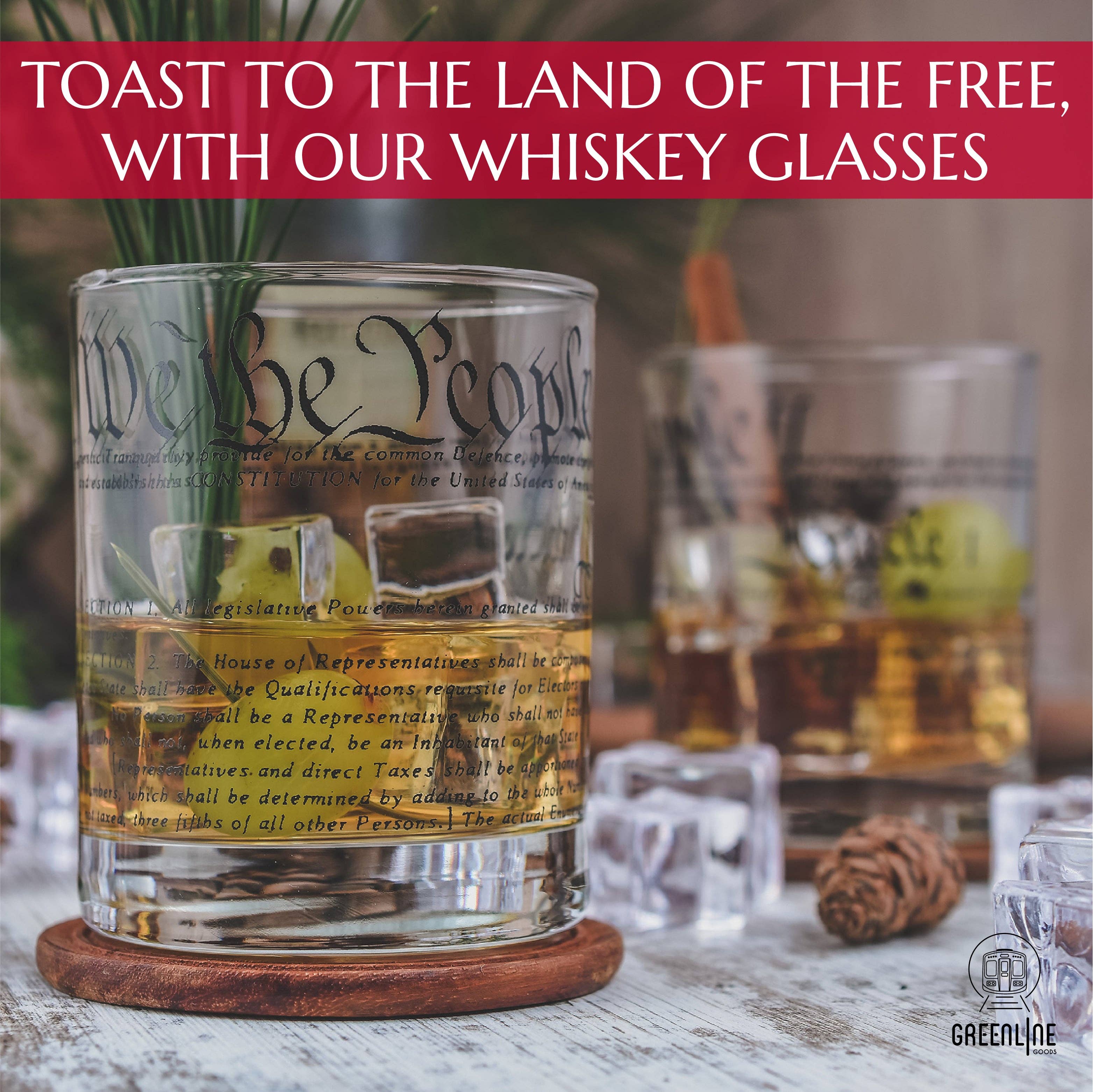 Greenline Goods - Wholesale Cocktail/Liquor Glass - United States Constitution + Declaration Whiskey Glasses (Set of 2)5