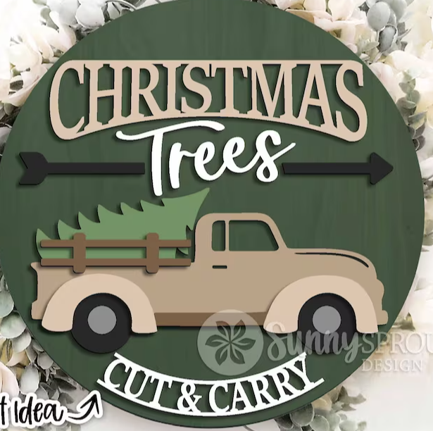 Kate's Blanks - Wholesale DIY Craft Kit - Christmas Trees Door Hanger DIY | Wood Sign | Home Décor3