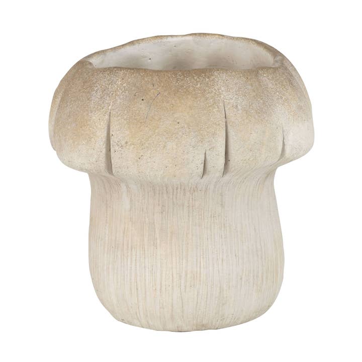 A18613: Cement mushroom pot cover, light ant finish, 7 in for wholesale by Silver Tree Home & Holiday