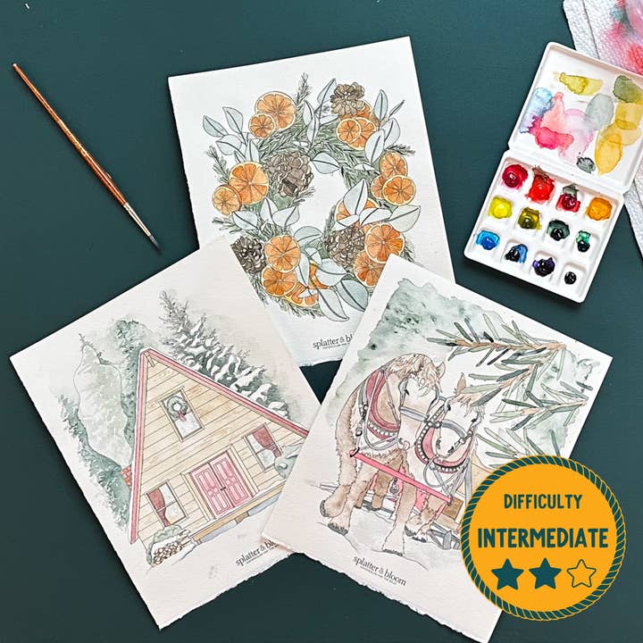 Winter Woods Watercolor Painting Kit - (Large) for wholesale by Splatter & Bloom