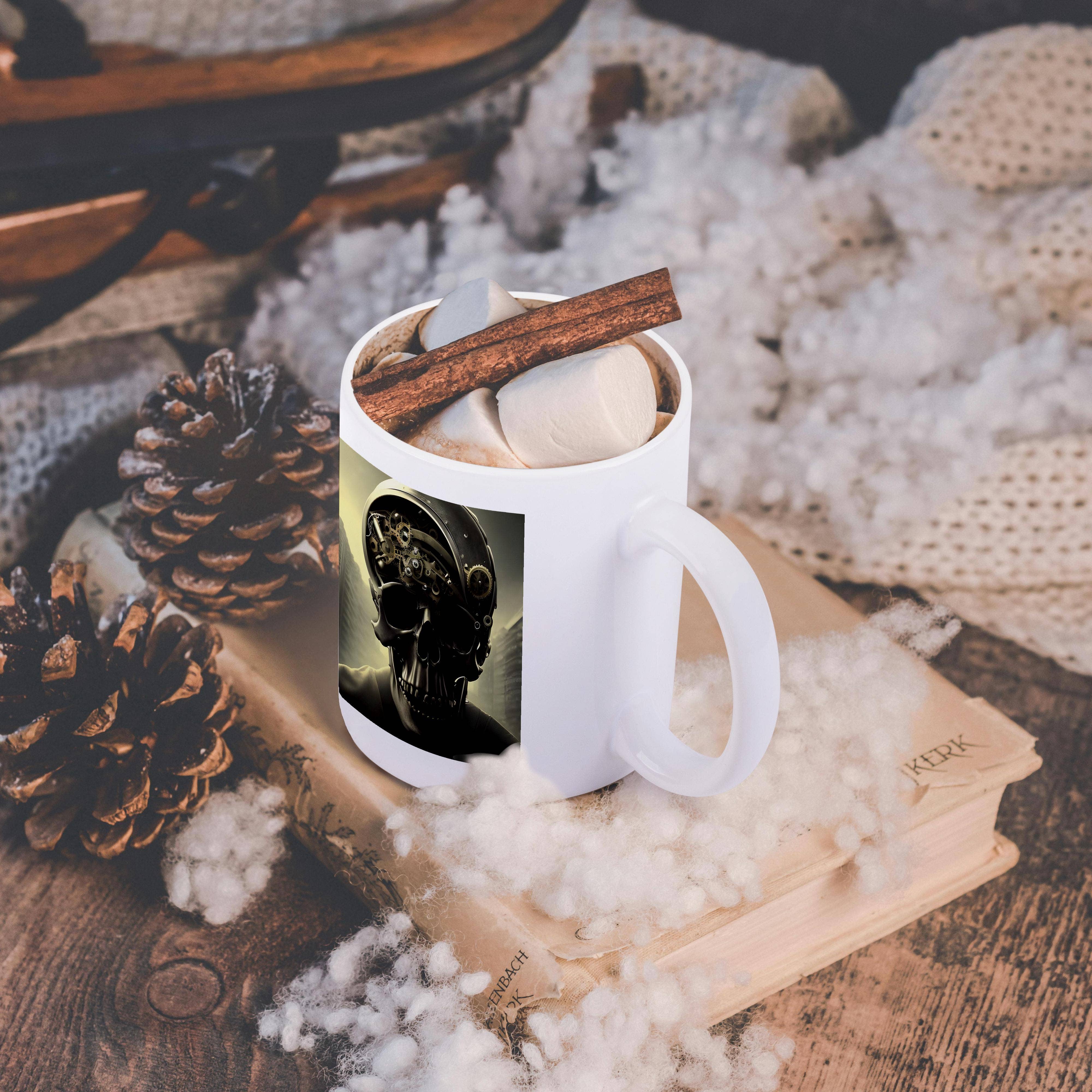 3dRose - Wholesale Coffee Mug - 3dRose, Cool steampunk skull with mechanical gear, urban background art gift, Mug11