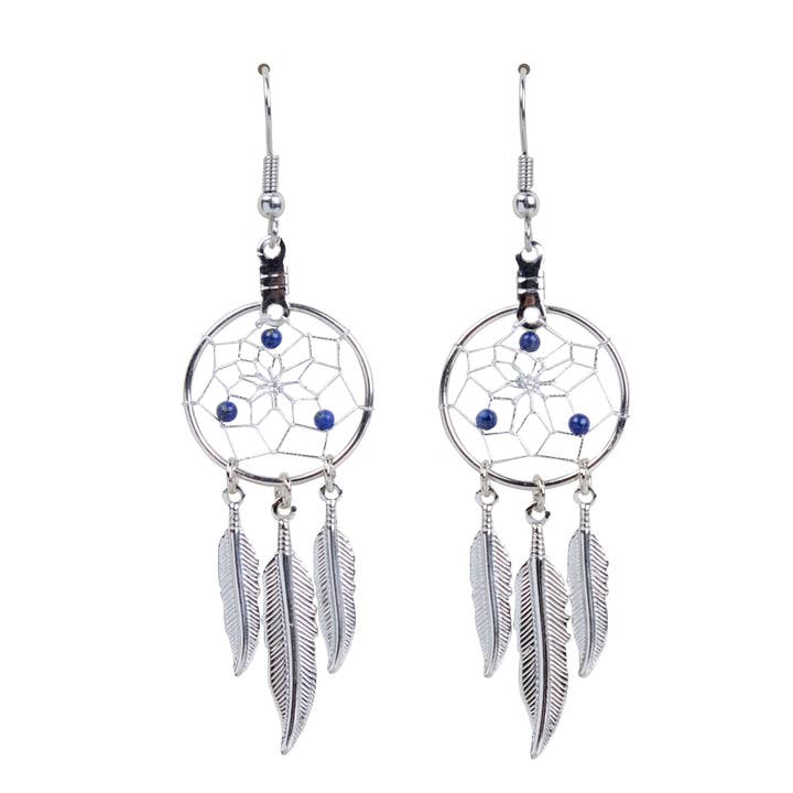 .75" Birthstone Dream Catcher Earrings for September for wholesale by Monague Indigenous Crafts & Gifts