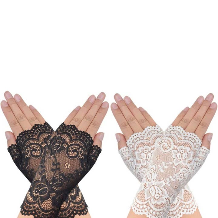 SugarQuoteMeNot LLC - Wholesale Handschoenen - Dames - Vingerloze kanten handschoenen (3 kleuren beschikbaar)4