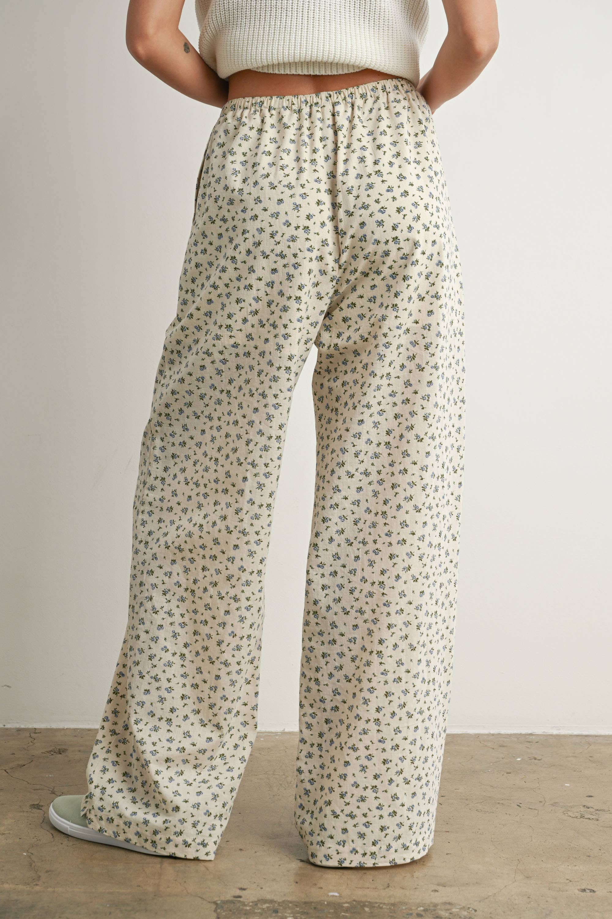 BUTTERMELON - Wholesale Pants - Women's - Floral Print Drawstring Pants - BMP78147