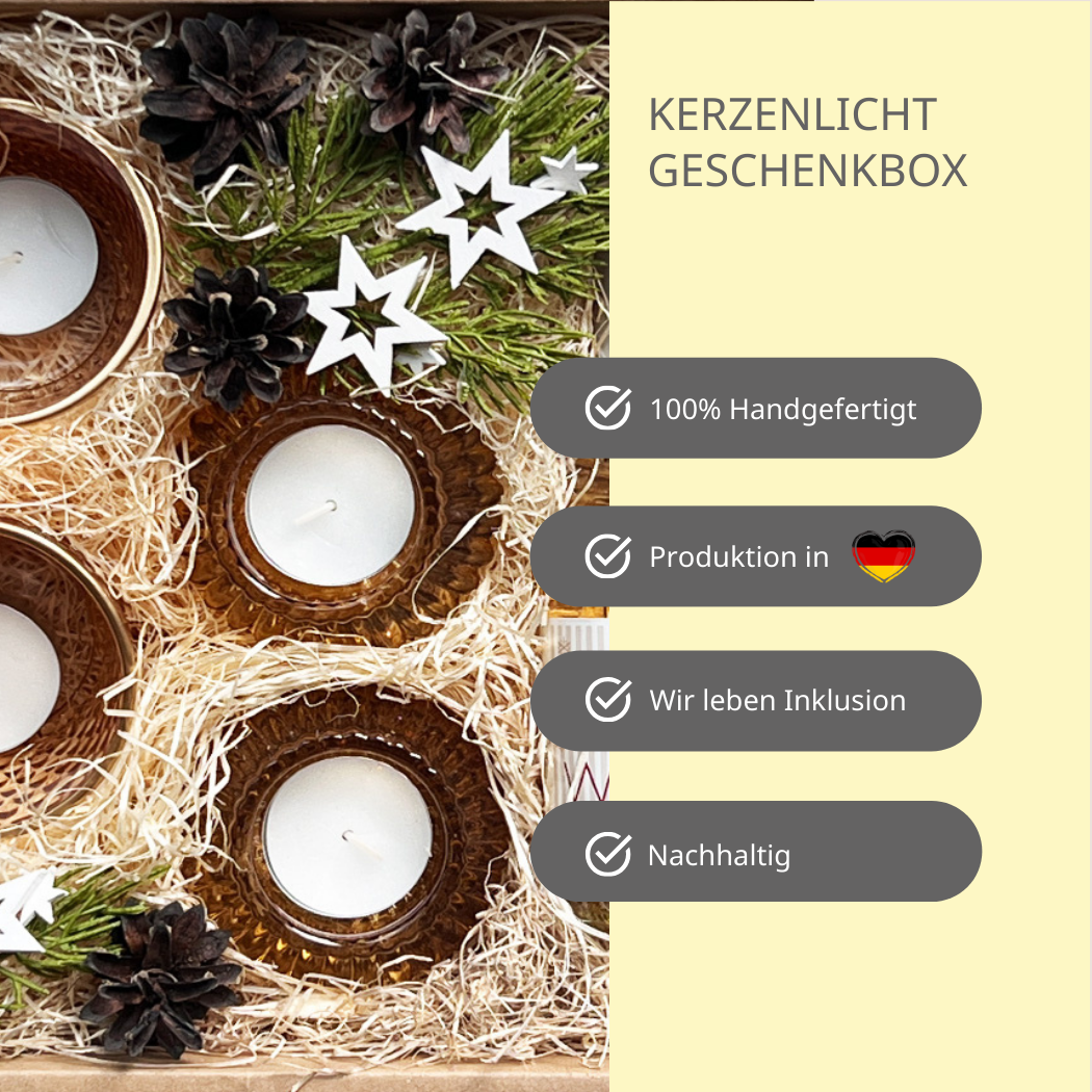 Wunderle GmbH - Venta al por mayor Velas pequeñas - Caja de regalo con velas y decoración navideña2