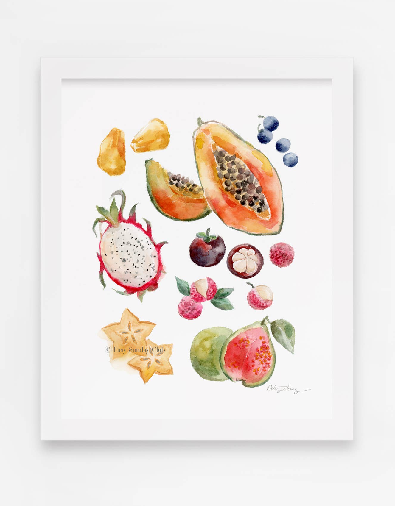 Easy Sunday Club - Wholesale Art Print - Uncommon Tropical Fruits Watercolor Art Print0