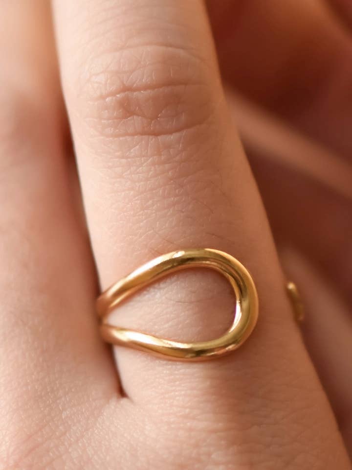 18K Gold Plated Waterproof Stainless Steel Ring - 7891 for wholesale by Mia Accessories