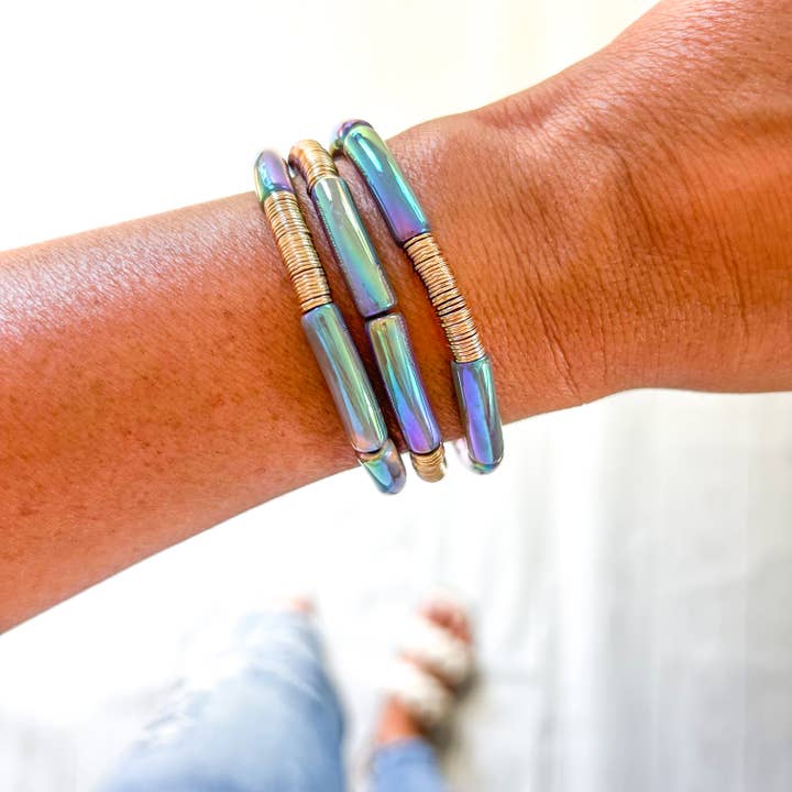 Savvy Bling - Wholesale Beaded Bracelet - Metallic Tube Bracelets8