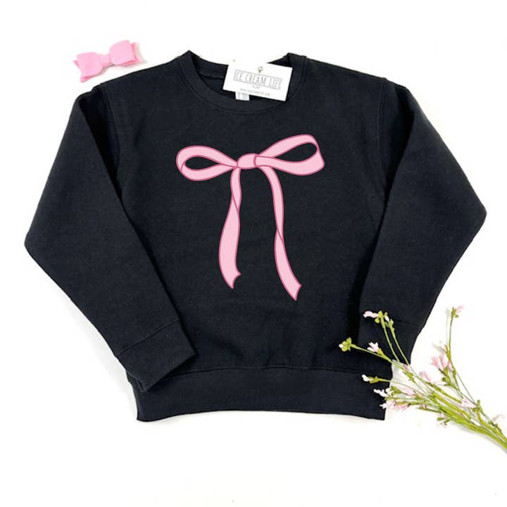 Kids Coquette Bow Sweatshirt, Trendy Girls Tops, Bow Sweater for wholesale by Ice Cream Life