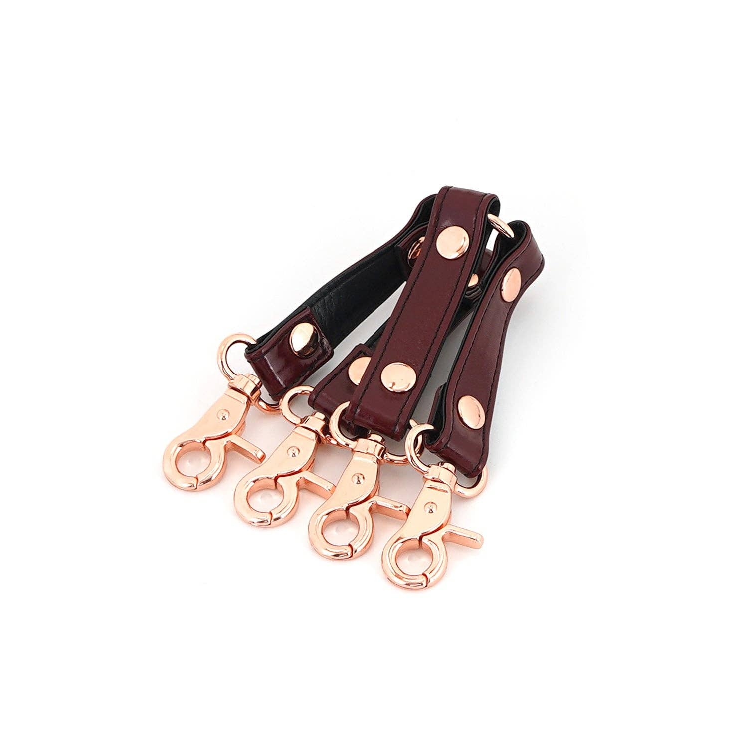 Liebe Seele - Wholesale Sex Toy - Wine Red -  4-Way Leather Hogtie with Clips3