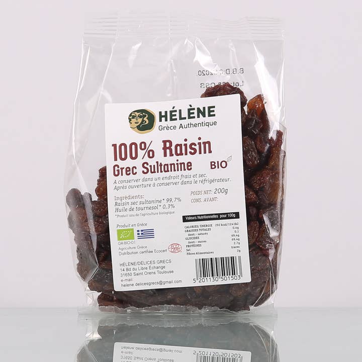 Helene Delices Grecs – wholesale Torkad frukt – Ekologiska Sultana Russin Blonda 200g