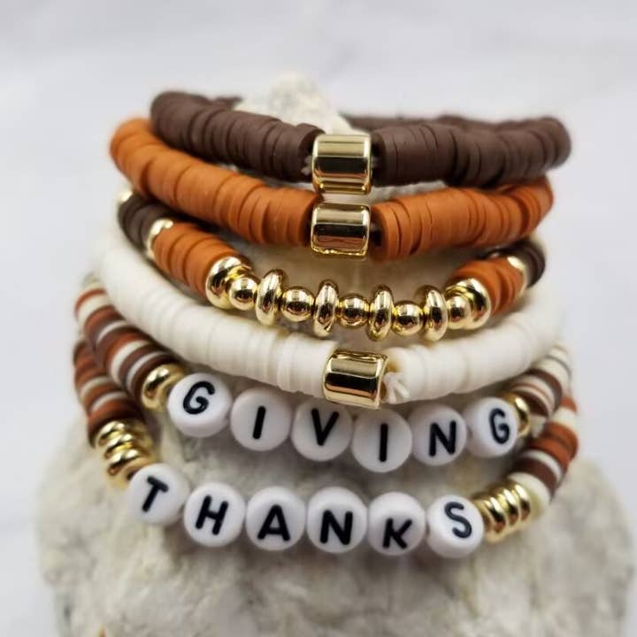 THANKS GIVING Heishi Bead Bracelet for wholesale by The Pretty Jewellery
