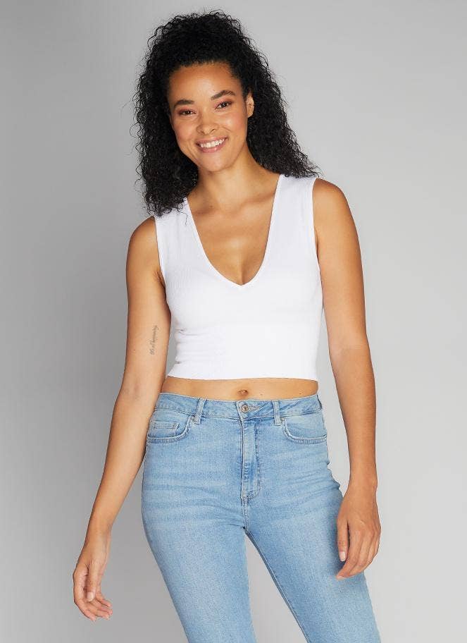 C'est Moi Clothing Co – wholesale Knit top – Women's – Bamboo Deep V Rib Top- CEBT10026