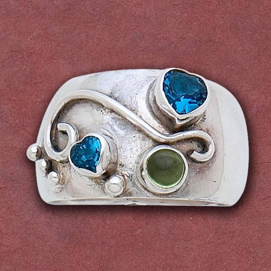 London Blue Topaz and Peridot Ring for wholesale by Tidepool