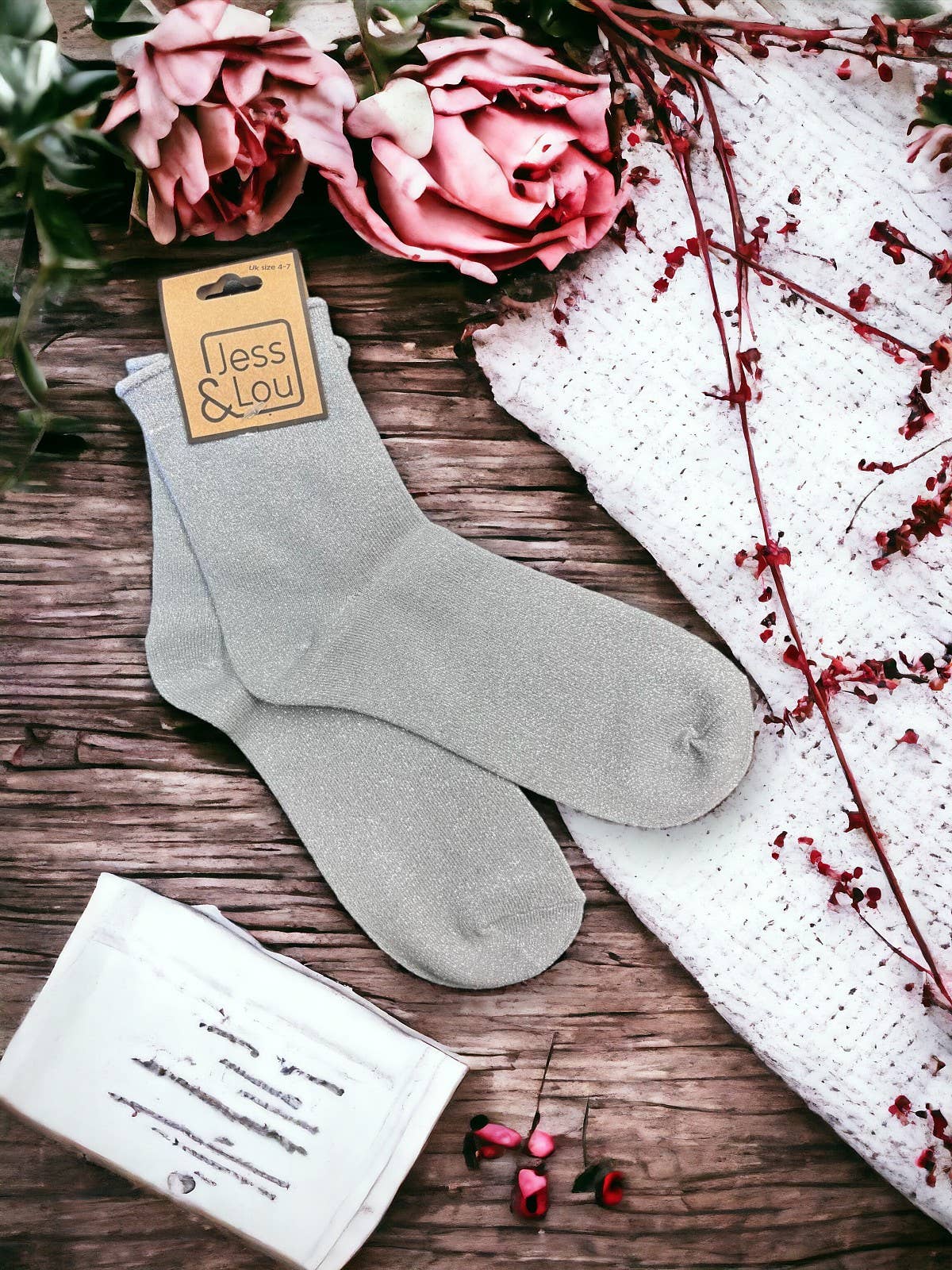 Jess & Lou – Großhandel Socken - Unisex – Elegante Schuhe – Glänzende Lurex-Socken1