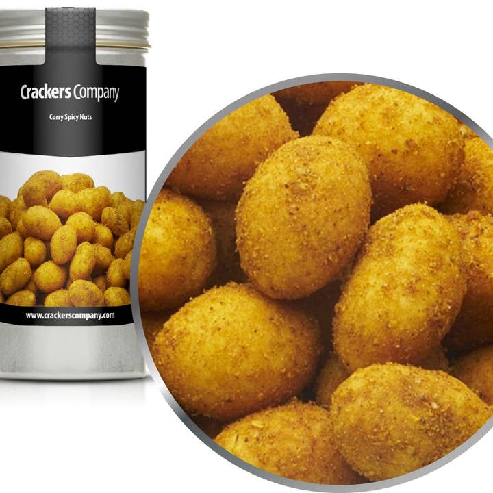 PU Curry Spicy Nuts con 40 pezzi. e 80 g di contenuto per pz. per la vendita all'ingrosso da parte di CrackersCompany