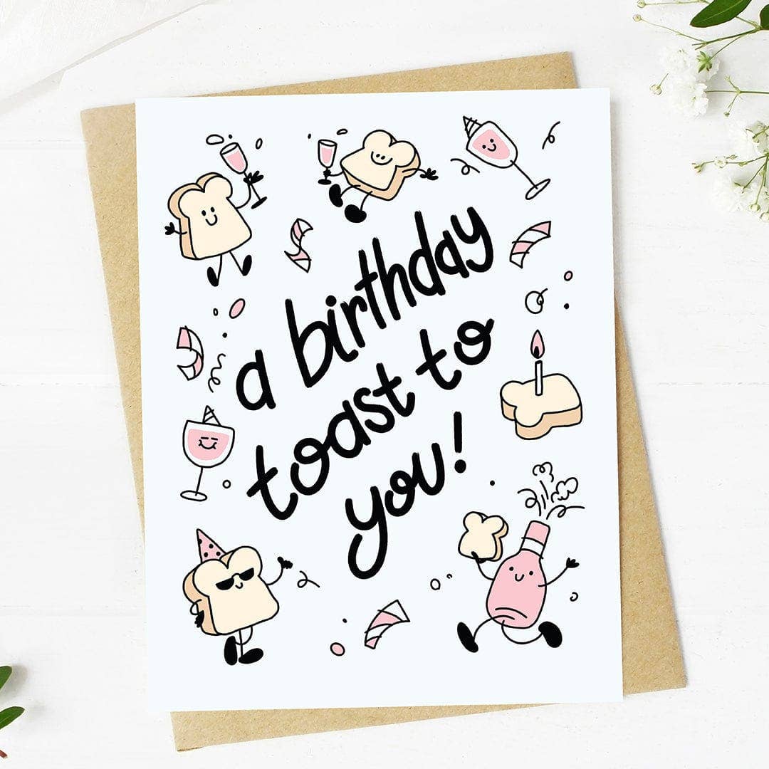 Big Moods - Wholesale Birthday Card - "A birthday toast to you" Cute Birthday Card3