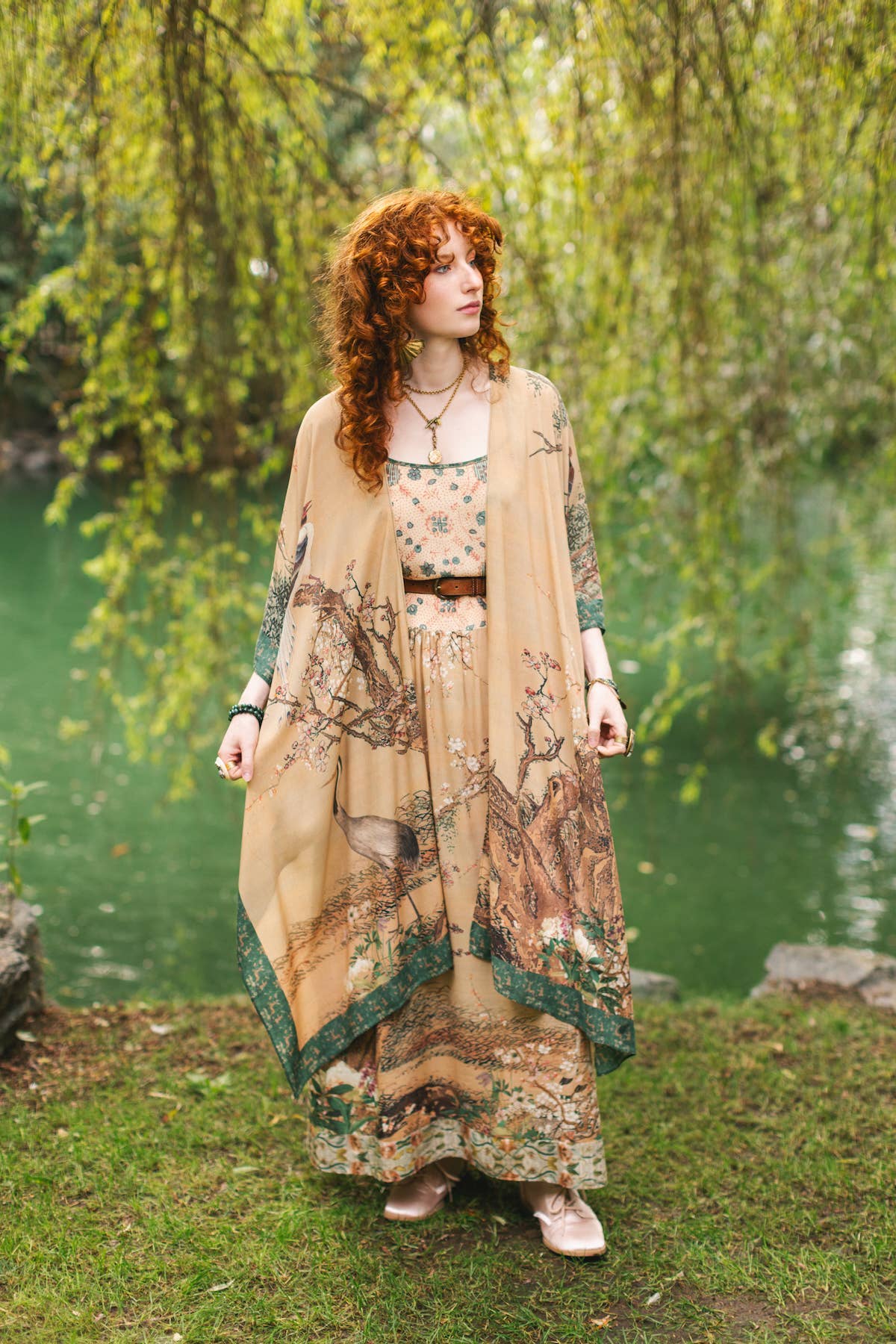 Market of Stars (Worldwide) - Vente Robe – femme - Robe longue bohème Fable avec motifs fleurs, cerf et lune13