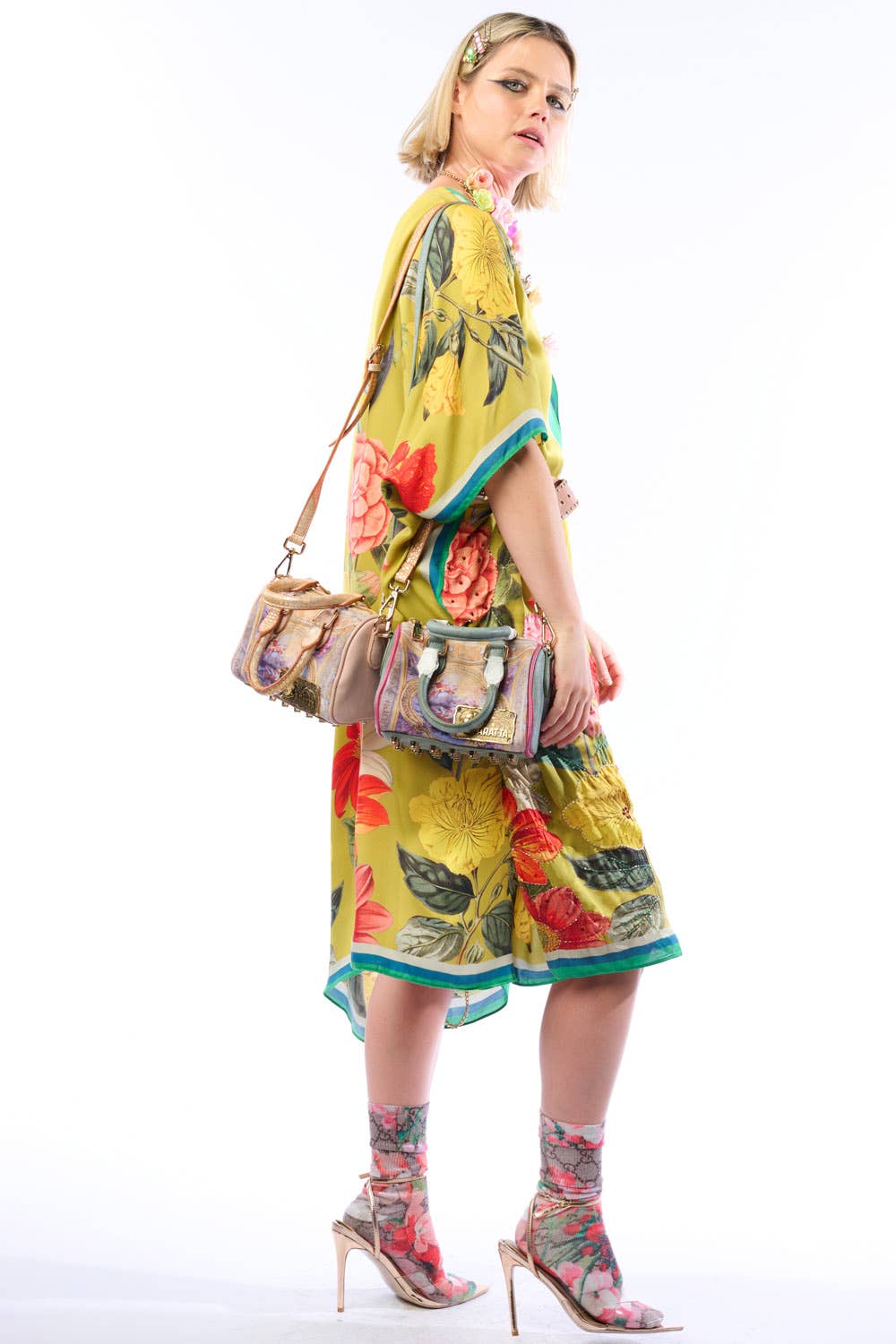 Olive Floral French Riviera Hand-Beaded Kimono / Topper for wholesale on Faire6