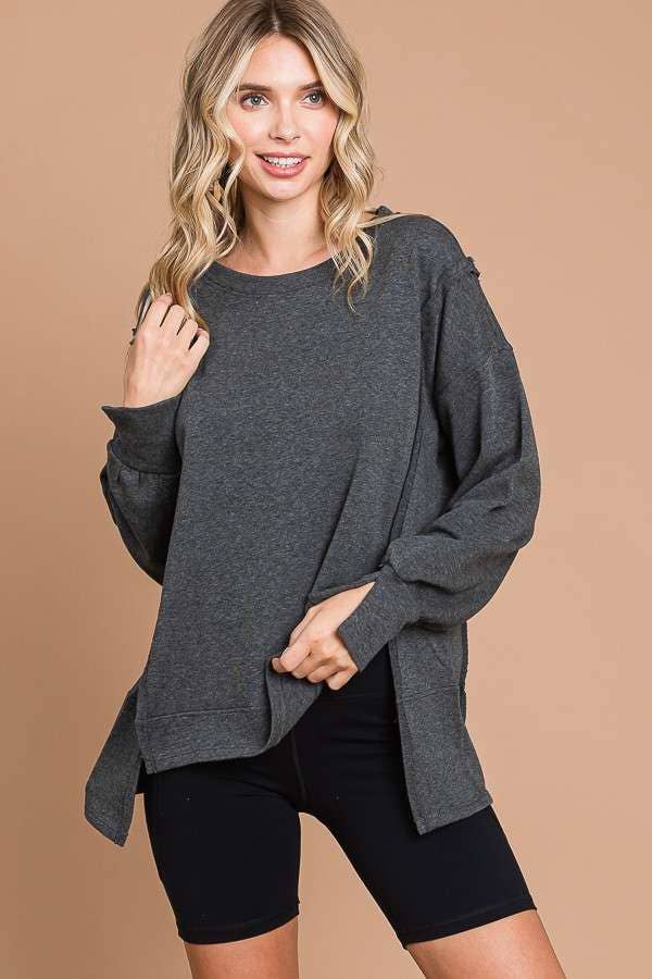 Culture Code - Wholesale Tunic - Women's - CFT1934L - ROUND NECK OVERSIZED EXPOSED SEAM TOP6