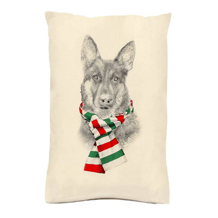 German Shepherd with Red Scarf 12 x 18 pillow for wholesale by Eric & Christopher