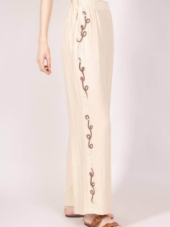 DIX-ONZE - Wholesale Pants - Women's - Embroidered Wide Pants4