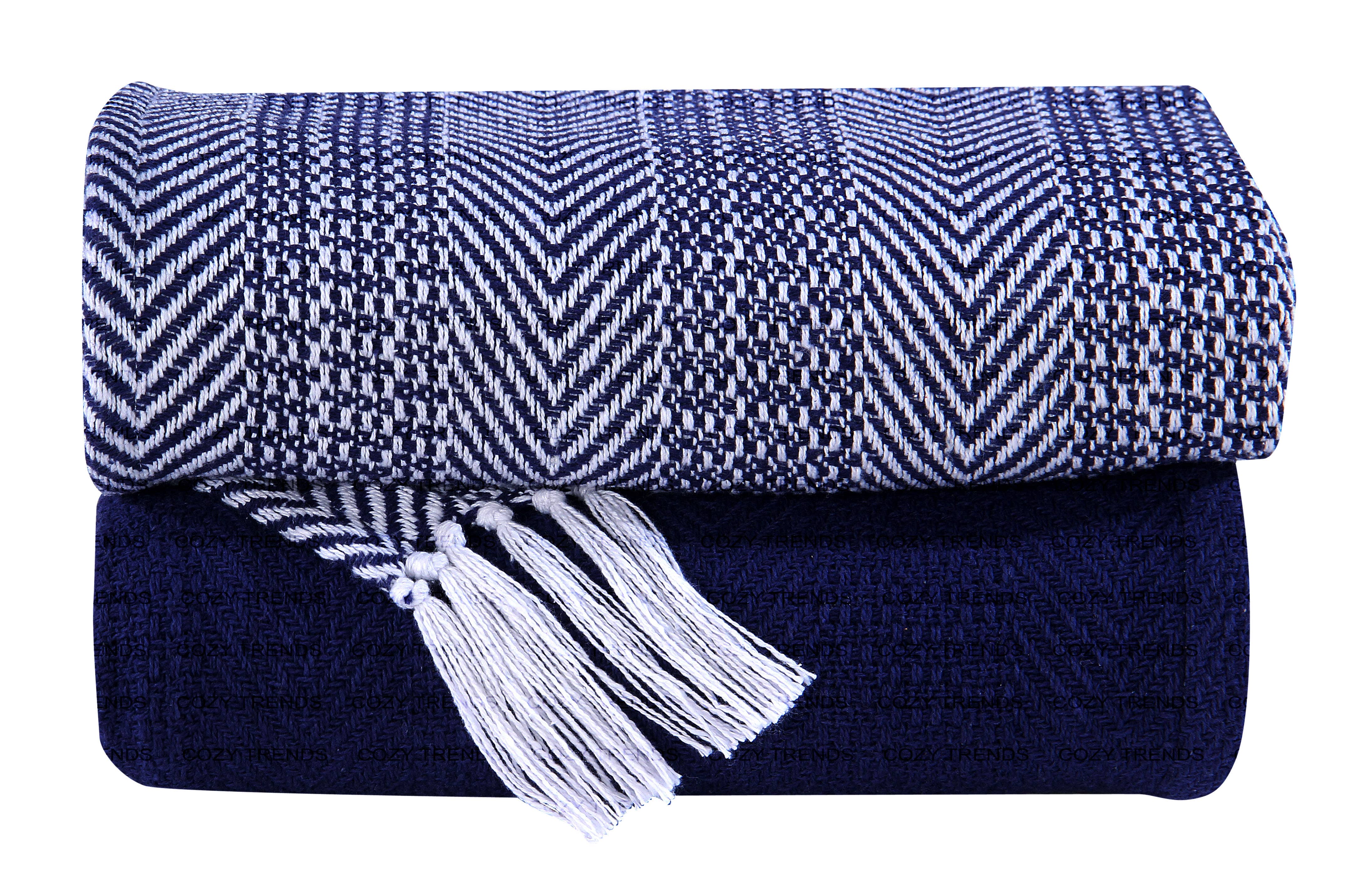 COZY HOMES COLLECTION – Engroshandel Tæppe – Håndvævet 100% bomuld kaste tæppe sildeben (sæt med 2)6