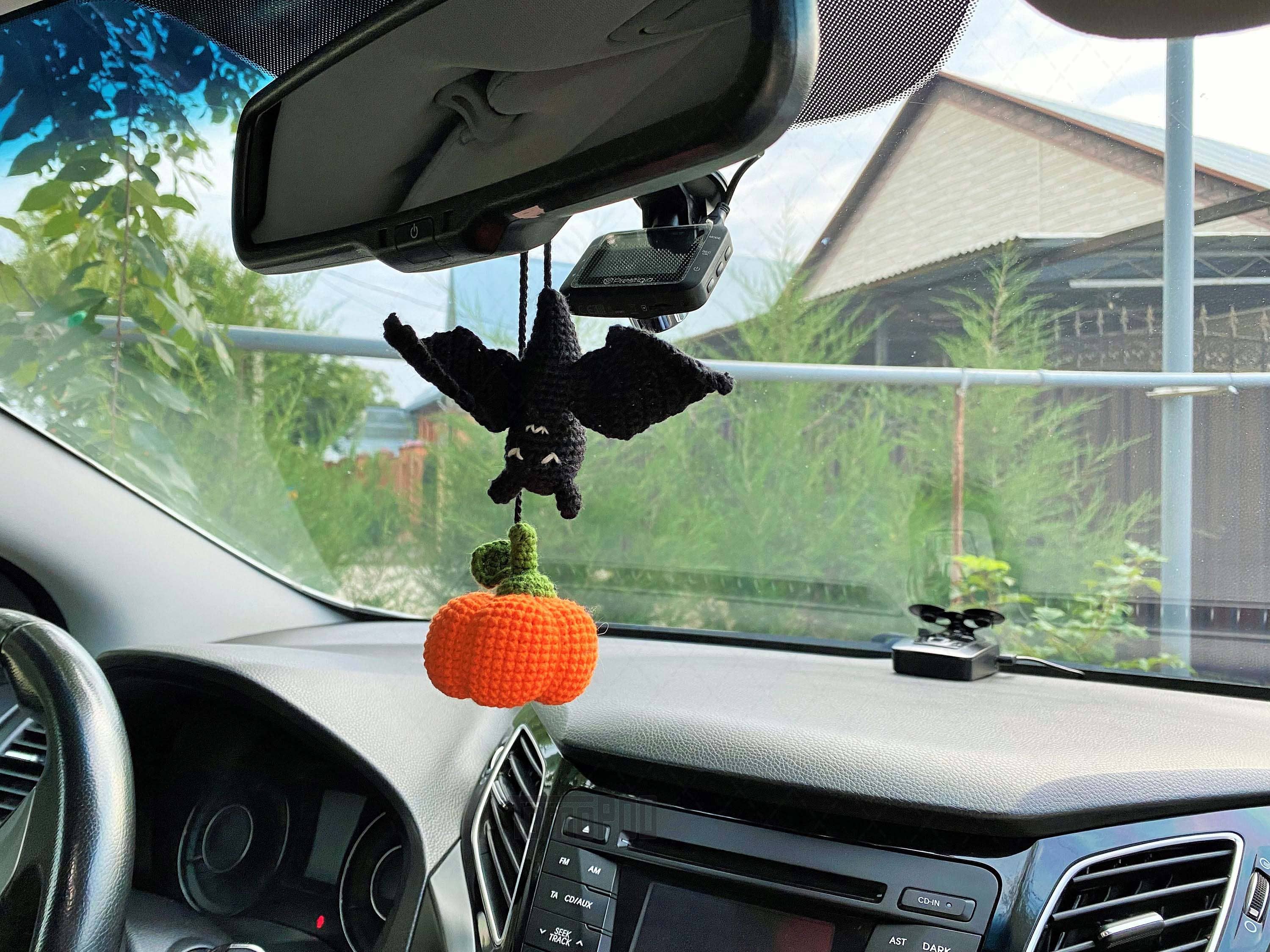 TOMOPOD LLC - Wholesale Car Decorative Charm - Unisex - Crochet Bat and Pumpkin Car Mirror Hanging, Halloween Decor5