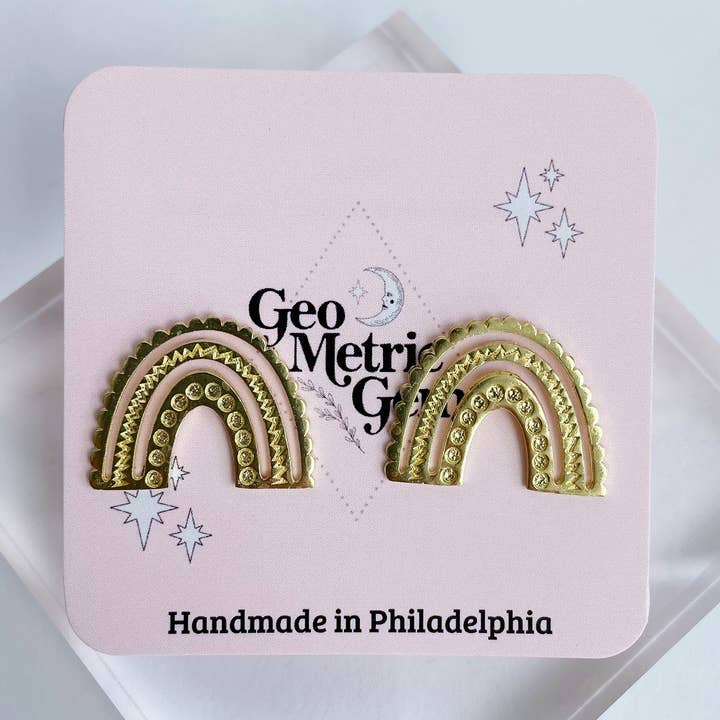 Rainbow Studs~ Brass for wholesale by GeoMetricGem