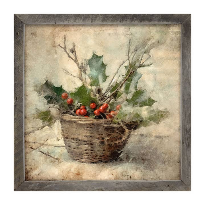 ginger blue - Wholesale Art Print - Basket- holly berries7