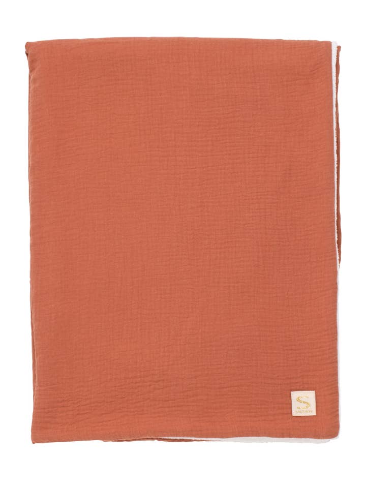 Sauthon - Wholesale Bedding Blanket - Kids & Baby - Cotton gauze and fleece baby blanket - UNI TERRACOTTA