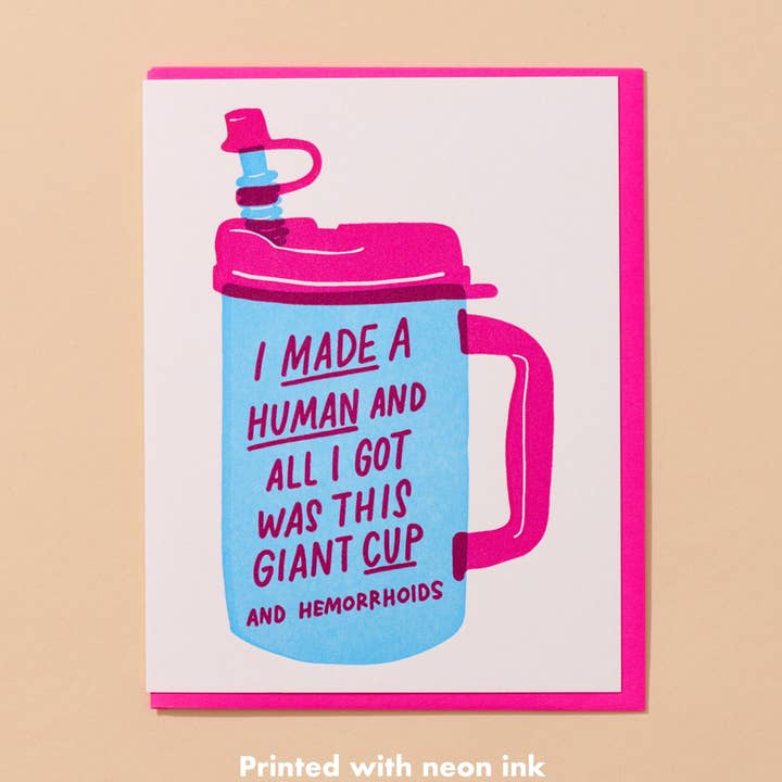 Realizzato un biglietto di auguri per neonati con stampa tipografica umana - Prodotto negli USA per la vendita all'ingrosso da parte di And Here We Are