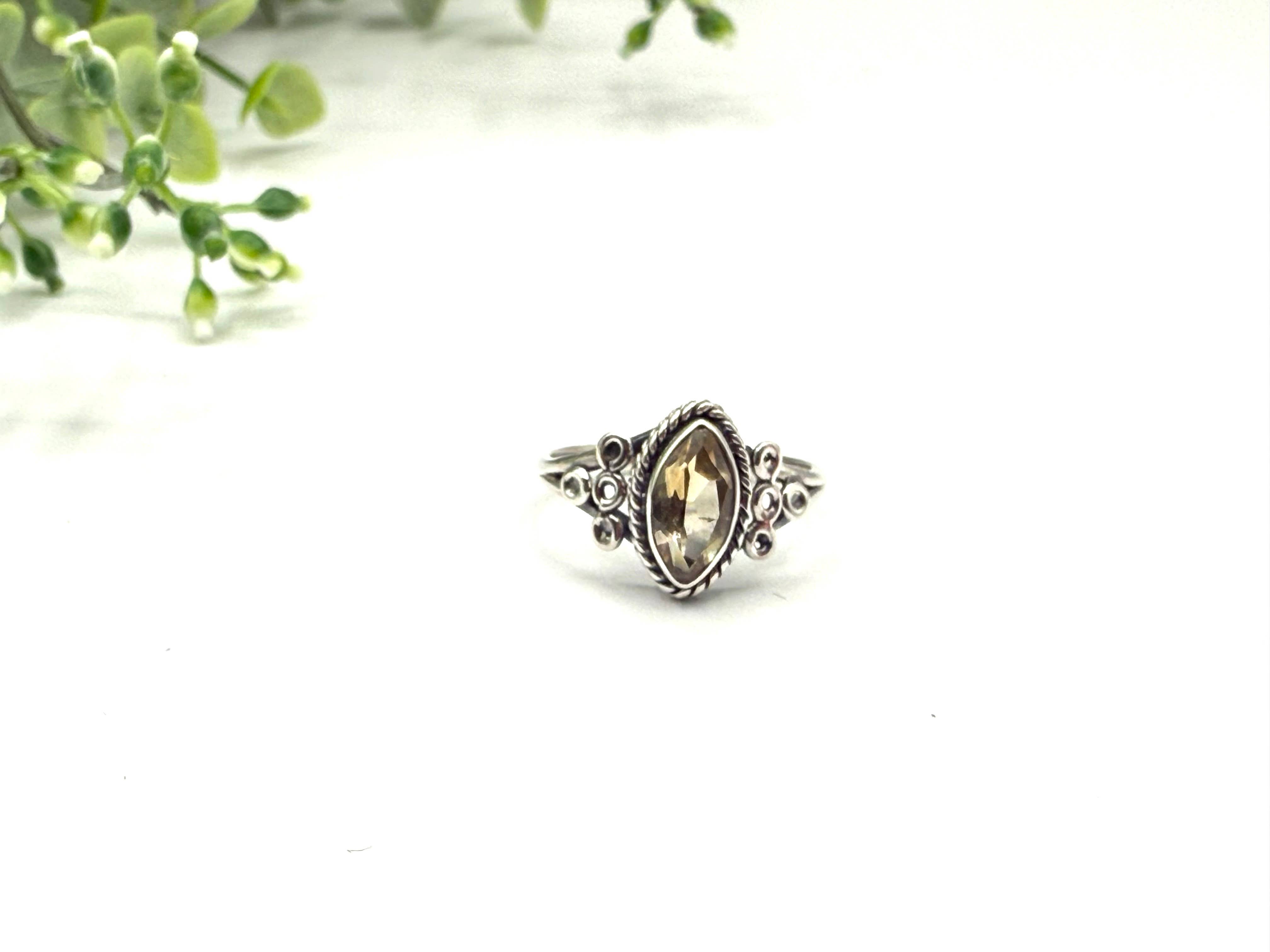 Meraki Gemstones – Anel de pedra única/solitário por atacado – Anel de Prata 925/Esterlina com Pedra Preciosa Semi-Preciosa de Citrino Facetado3