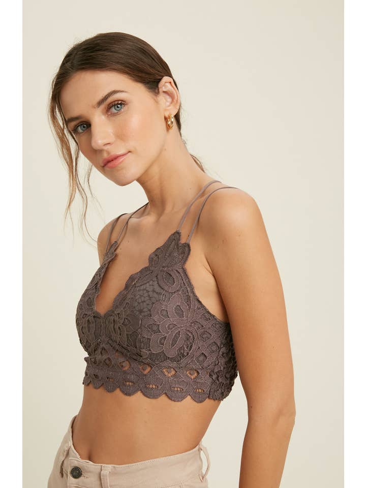Wishlist Apparel - Wholesale Bralette - Women's - DOUBLE STRAP SCALLOPED LACE BRALETTE / WL17-013611