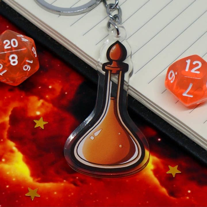 Burrows Arts – Porta-chaves - Unissexo por atacado – Porta-chaves Laranja Potion Acrílico1