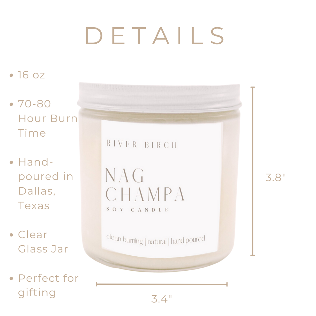 River Birch Candles - Wholesale Jar/Filled Candle - 16oz Nag Champa Soy Candle - Clear Jar2