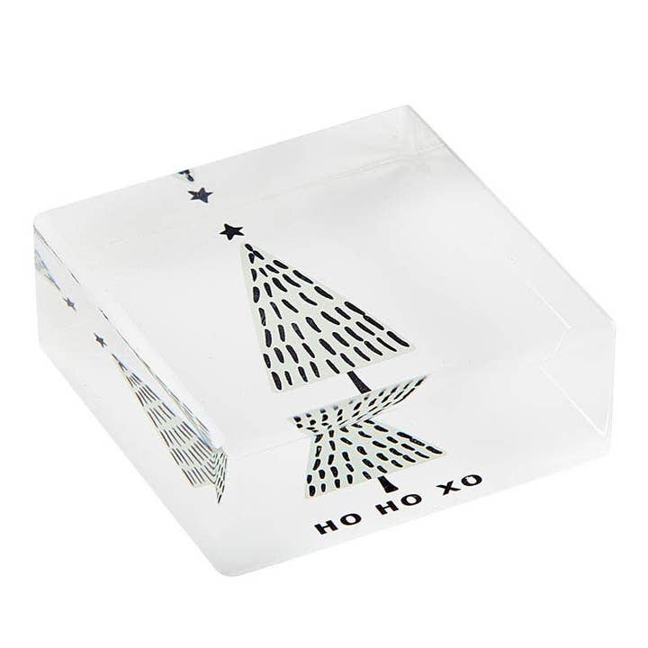 2" Square Lucite Block - Ho Ho Xo for wholesale by Angle