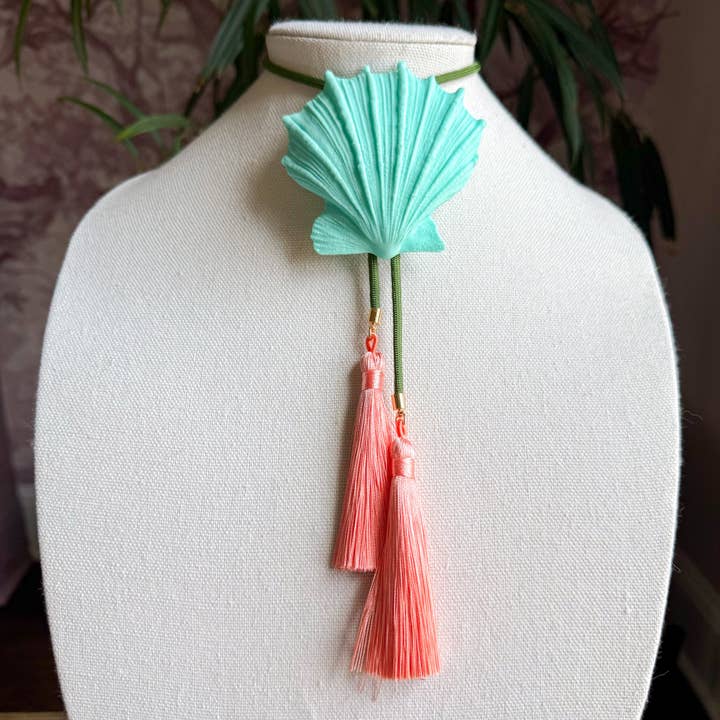 Shell Bolo Turquoise with Olive & Peach for wholesale by Rahya Jewelry Design