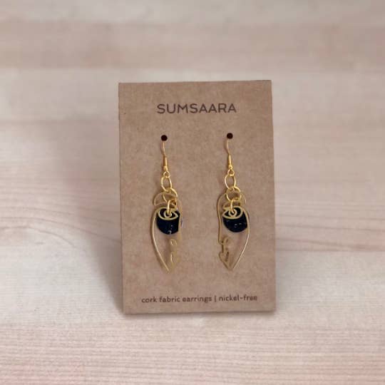 Abstract Face Earring Black for wholesale by Sumsaara