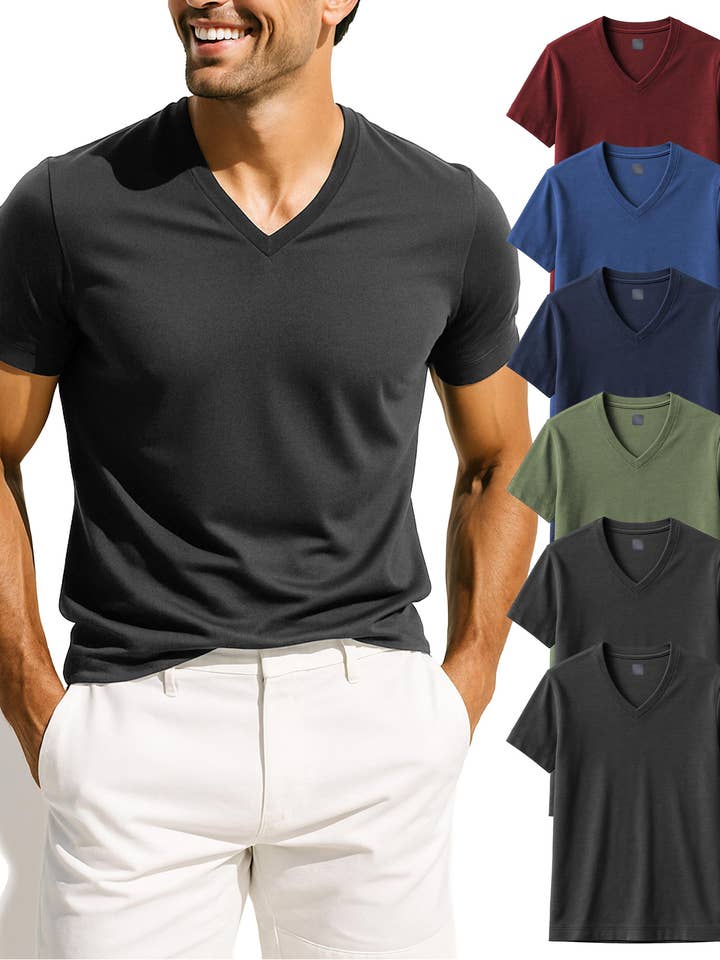 Magliette da uomo con scollo a V colorate per la vendita all'ingrosso da parte di I-Wear Brands