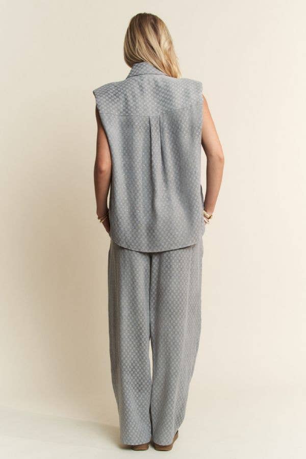 Davi & Dani – wholesale Set med topp och byxa – Dam – RUTIG DENIMSKJORTA MED KNAPPAR OCH LÅNGBYXOR6