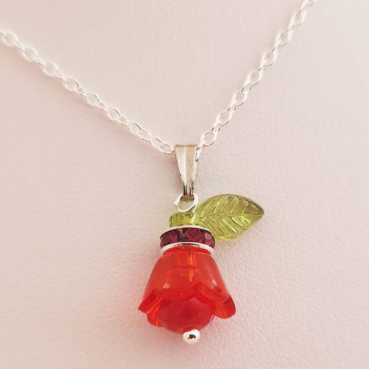 Crystal Tulip Pendant on 18 Inch Silver Chain for wholesale by Costello International